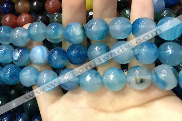 CAA3434 15 inches 14mm faceted round agate beads wholesale