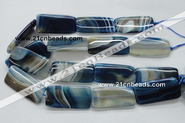 CAA344 15.5 inches 25*50mm rectangle blue line agate beads