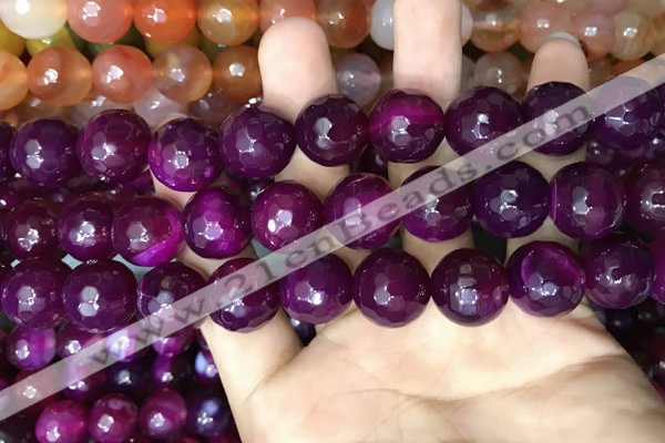 CAA3447 15 inches 16mm faceted round agate beads wholesale