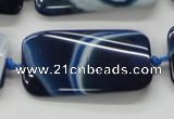 CAA345 15.5 inches 20*45mm twisted rectangle blue line agate beads