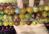 CAA3450 15 inches 16mm faceted round agate beads wholesale