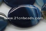 CAA346 15.5 inches 30*40mm oval blue line agate gemstone beads