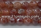 CAA3508 15.5 inches 4mm faceted round AB-color fire agate beads