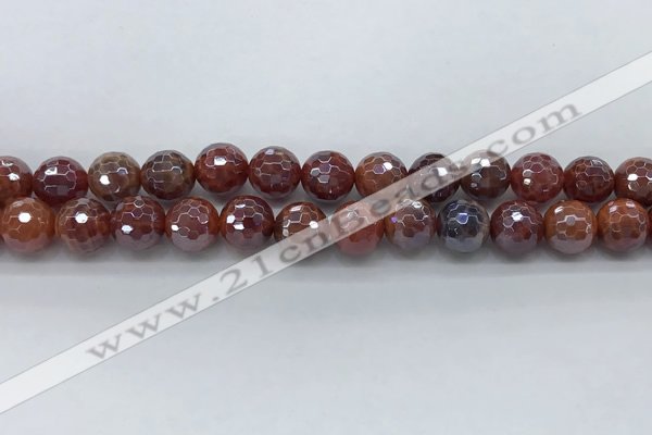 CAA3511 15.5 inches 10mm faceted round AB-color fire agate beads