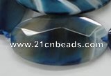 CAA352 15.5 inches 30*60mm faceted oval blue line agate beads