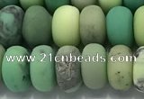 CAA3524 15.5 inches 6*10mm rondelle matte grass agate beads wholesale