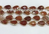 CAA3528 7.5 inches 13*18mm faceted flat teardrop fire agate beads