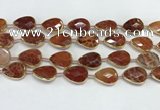 CAA3528 7.5 inches 13*18mm faceted flat teardrop fire agate beads