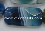 CAA354 15.5 inches 26*48mm faceted rectangle blue line agate beads