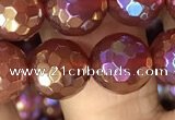 CAA3551 15.5 inches 10mm faceted round AB-color red agate beads