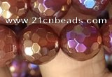 CAA3552 15.5 inches 12mm faceted round AB-color red agate beads