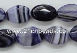 CAA357 15.5 inches 13*18mm faceted oval violet line agate beads