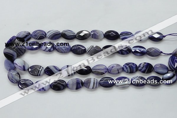 CAA357 15.5 inches 13*18mm faceted oval violet line agate beads