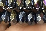 CAA3573 15.5 inches 5*8mm faceted rondelle AB-color black agate beads