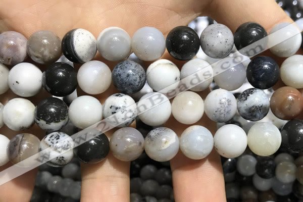 CAA3579 15.5 inches 12mm round parral dendrite agate beads