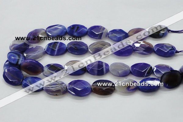 CAA358 15.5 inches 18*25mm faceted oval violet line agate beads