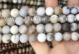 CAA3590 15.5 inches 12mm round matte ocean fossil agate beads