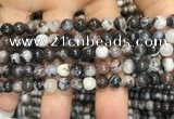 CAA3592 15.5 inches 6mm round black zebra agate beads wholesale