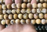 CAA3605 15.5 inches 12mm round yellow crazy lace agate beads