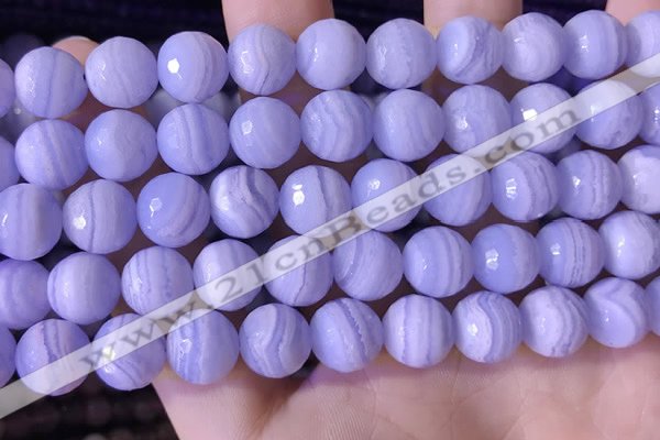 CAA3608 15.5 inches 10mm faceted round blue lace agate beads