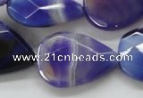 CAA361 15.5 inches 22*30mm faceted teardrop violet line agate beads