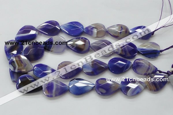 CAA361 15.5 inches 22*30mm faceted teardrop violet line agate beads