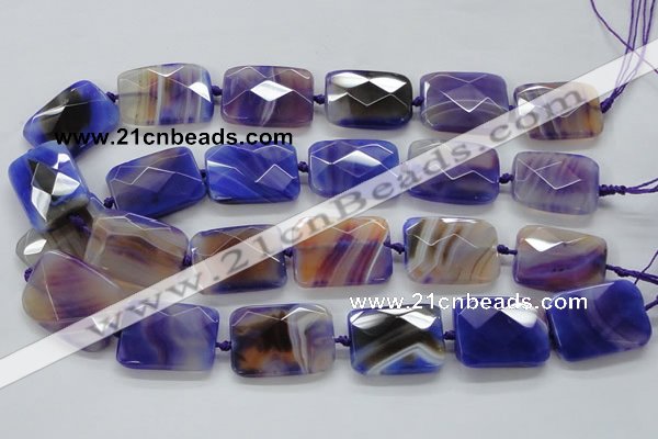 CAA362 15.5 inches 25*30mm faceted rectangle violet line agate beads