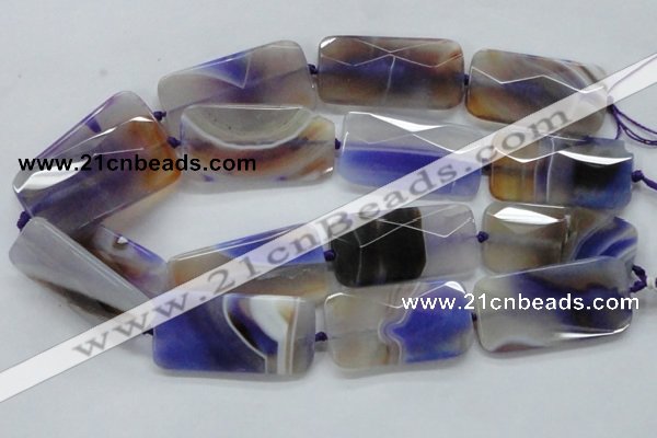 CAA363 15.5 inches 25*50mm faceted rectangle violet line agate beads