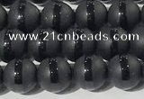 CAA3650 15.5 inches 6mm round matte & carved black agate beads