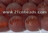 CAA3688 15.5 inches 10mm round matte & carved red agate beads