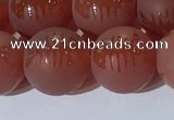 CAA3689 15.5 inches 12mm round matte & carved red agate beads