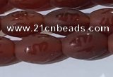 CAA3691 15.5 inches 8*12mm rice matte & carved red agate beads