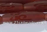 CAA3694 15.5 inches 8*30mm rice matte & carved red agate beads