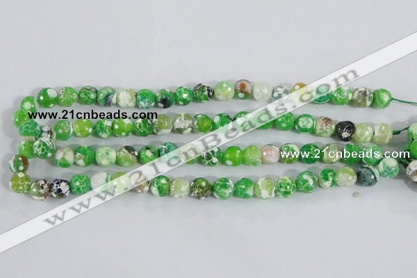 CAA370 15.5 inches 8mm faceted round fire crackle agate beads