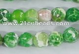 CAA371 15.5 inches 10mm faceted round fire crackle agate beads