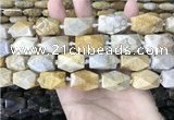 CAA3712 15*22mm - 16*25mm faceted nuggets chrysanthemum agate beads