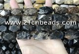 CAA3714 15*22mm - 16*25mm faceted nuggets chrysanthemum agate beads