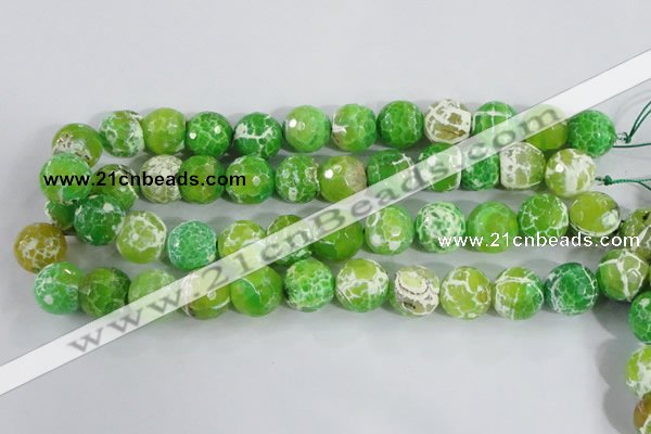 CAA372 15.5 inches 12mm faceted round fire crackle agate beads