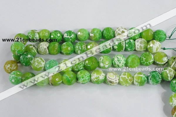 CAA373 15.5 inches 14mm faceted round fire crackle agate beads