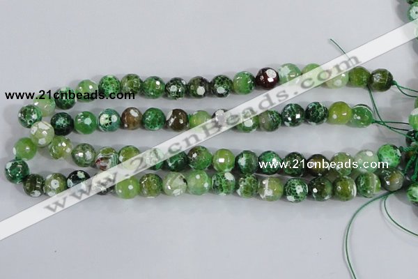 CAA375 15.5 inches 8mm faceted round fire crackle agate beads