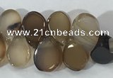 CAA3753 Top drilled 5*8mm flat teardrop line agate beads