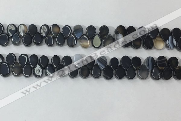 CAA3754 Top drilled 5*8mm flat teardrop line agate beads