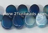 CAA3755 Top drilled 5*8mm flat teardrop line agate beads