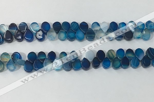 CAA3755 Top drilled 5*8mm flat teardrop line agate beads