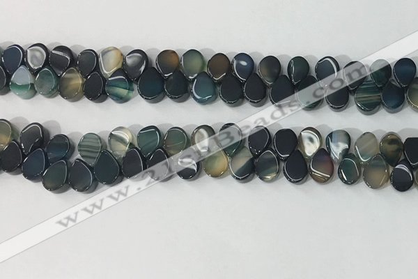 CAA3756 Top drilled 5*8mm flat teardrop line agate beads