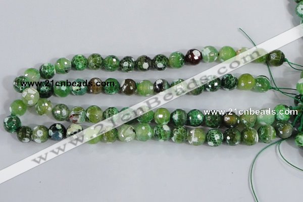 CAA376 15.5 inches 10mm faceted round fire crackle agate beads