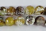 CAA380 15.5 inches 10mm faceted round fire crackle agate beads