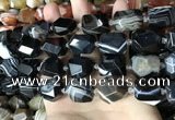 CAA3824 13*17mm - 18*22mm faceted nuggets line agate beads