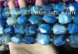 CAA3827 13*17mm - 18*22mm faceted nuggets line agate beads