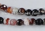 CAA384 15.5 inches 8mm faceted round fire crackle agate beads